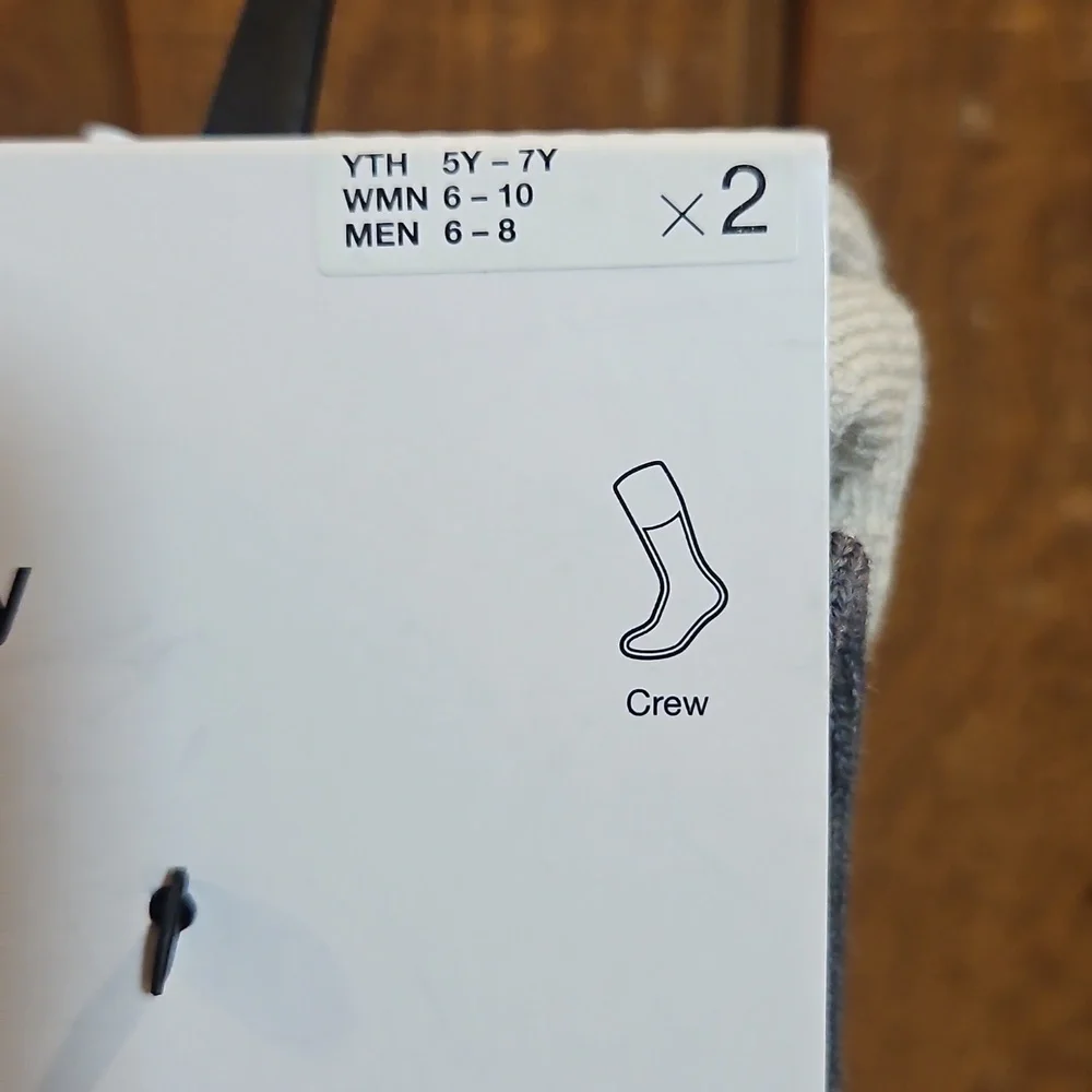 Nike Everyday Wool Cushioned Crew Socks- 2 Pair: GRAY: SIZE M